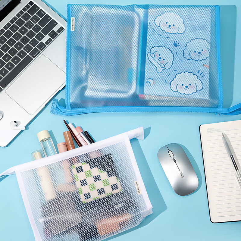 齐心(COMIX)加厚立体透明拉链袋大容量文件袋 学生试卷资料科目收纳袋 外出随身物品携带洗漱包 【大容量收纳】1只 防水耐磨 A5蓝