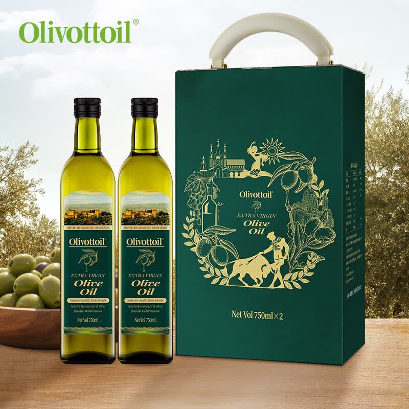 OLIVOTTOIL欧莉佰丽特级初榨橄榄油750ml*2礼盒 进口原油过节礼品