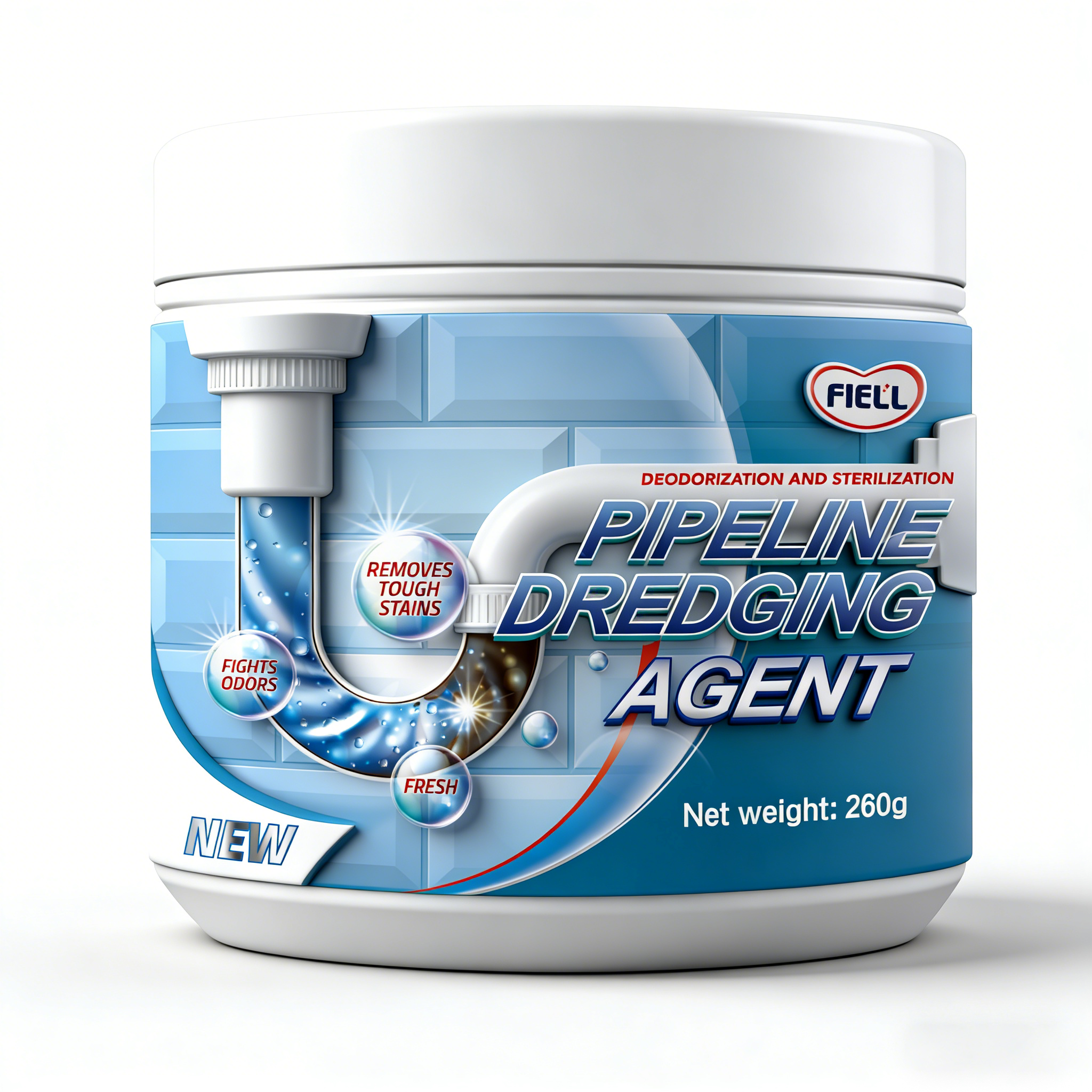 FIELL【德国】管道疏通剂厨房下水道重油污堵塞强力溶解厕所马桶除臭 【家庭囤货装】 260g 5瓶【强效分解神器】 家庭环境好帮手