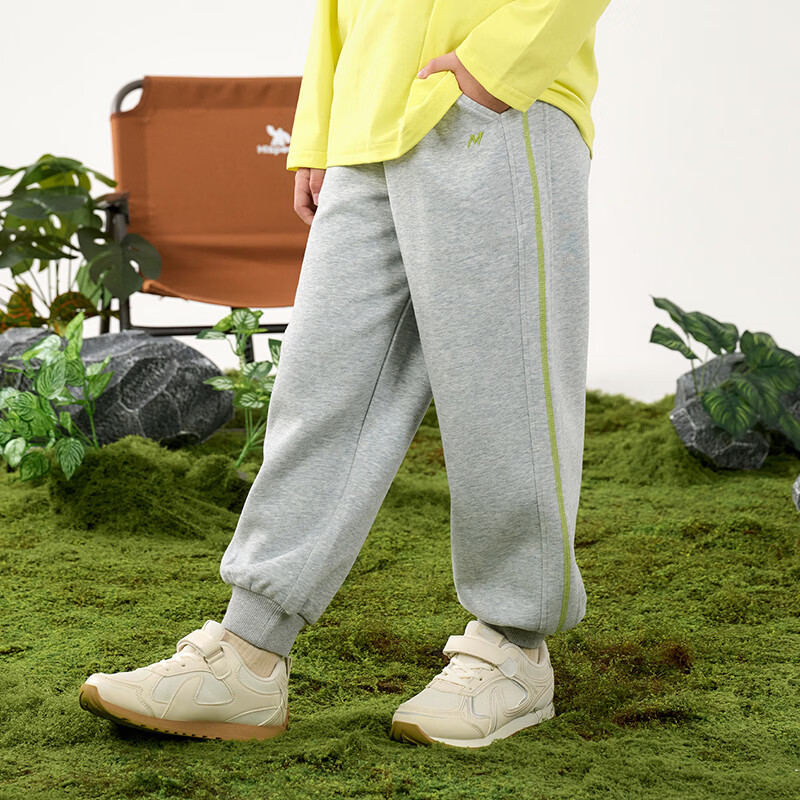 棉花堂（cottontown）【不易起球】棉花堂童装儿童长裤春秋新款裤子女童男童抗菌校园裤 麻灰 90 90/50