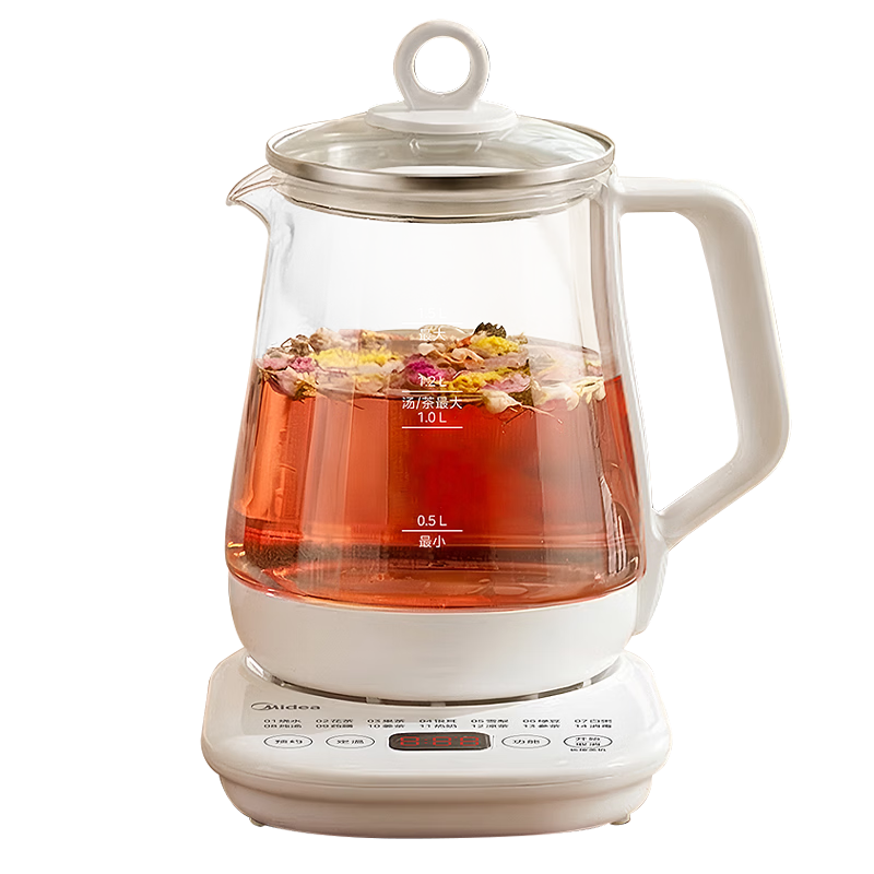 美的（Midea）有钛0涂层全自动煮茶壶养生壶烧水壶花茶壶电水壶电热水壶煮茶壶0胶水1.5LMK-YSP1508-T妇女节礼物