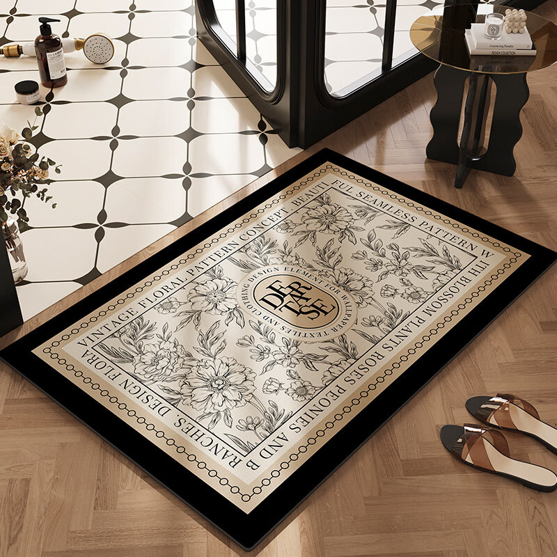 DONOYA 多罗亚硅藻泥卫生间地垫浴室门口吸水地垫2026新款浴室厕所防滑垫脚垫 矽藻泥939美式田园 40cm*60cm 【吸水速干】