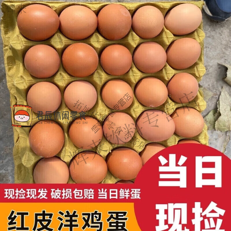 红皮鸡蛋大个无抗农家辅食月子蛋新鲜洋鸡蛋现捡现发营养 10枚新鲜红壳鸡蛋(坏了拍照)