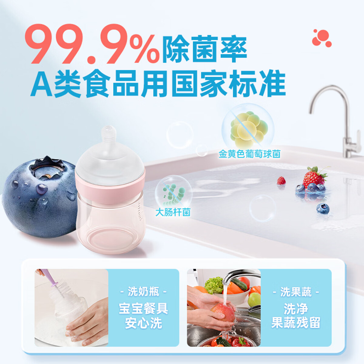 立白莓果酵素精白桃冷水精果蔬可用洗碗液食品级家用去油洗洁精洗碗剂 莓果精500g*2+APG白桃精220g*1