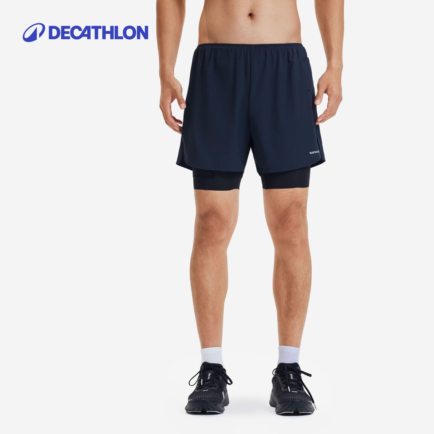 迪卡侬（DECATHLON）运动短裤男士跑步舒适假两件快干短裤-5637006