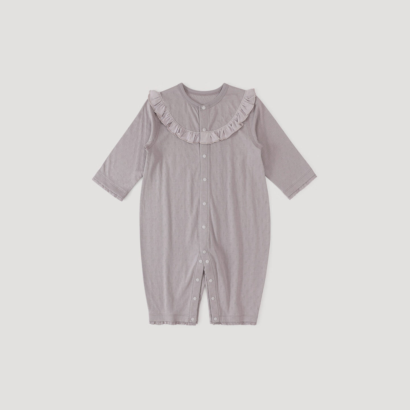 巴厘小猪婴儿连体衣春季莫代尔棉衣服小月龄甜美可爱哈衣四季款女宝宝春装 灰风铃紫 80cm