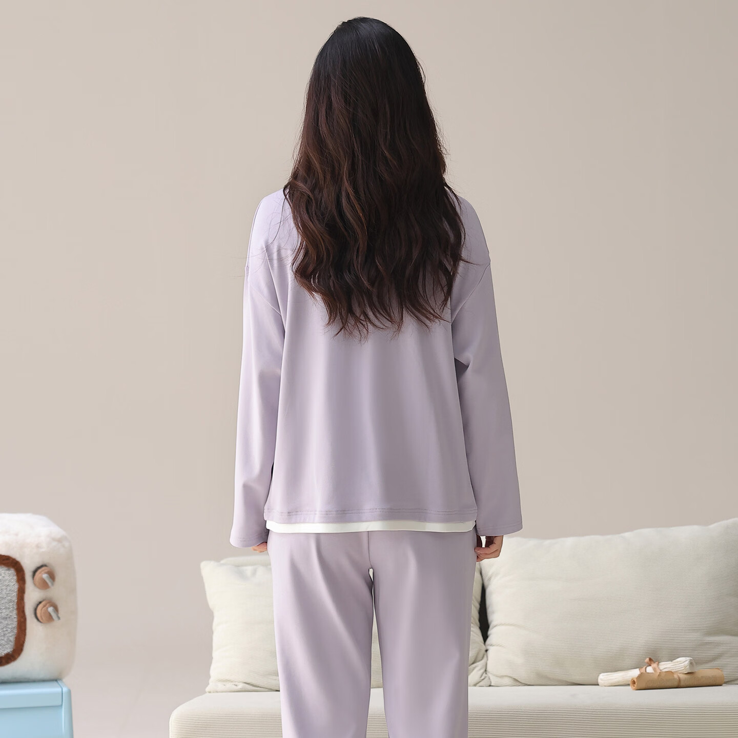芬腾可安（FENTENGCARE）睡衣女2026年春款纯棉新款休闲宽松长袖长裤家居服套装 紫色 L