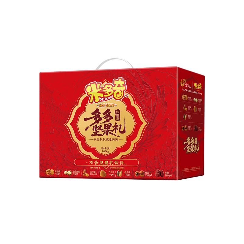 米多奇（MIDUOQI）金瑞坚果礼盒1550g纯坚果春节礼品公司年货团购 红瑞坚果礼1020g
