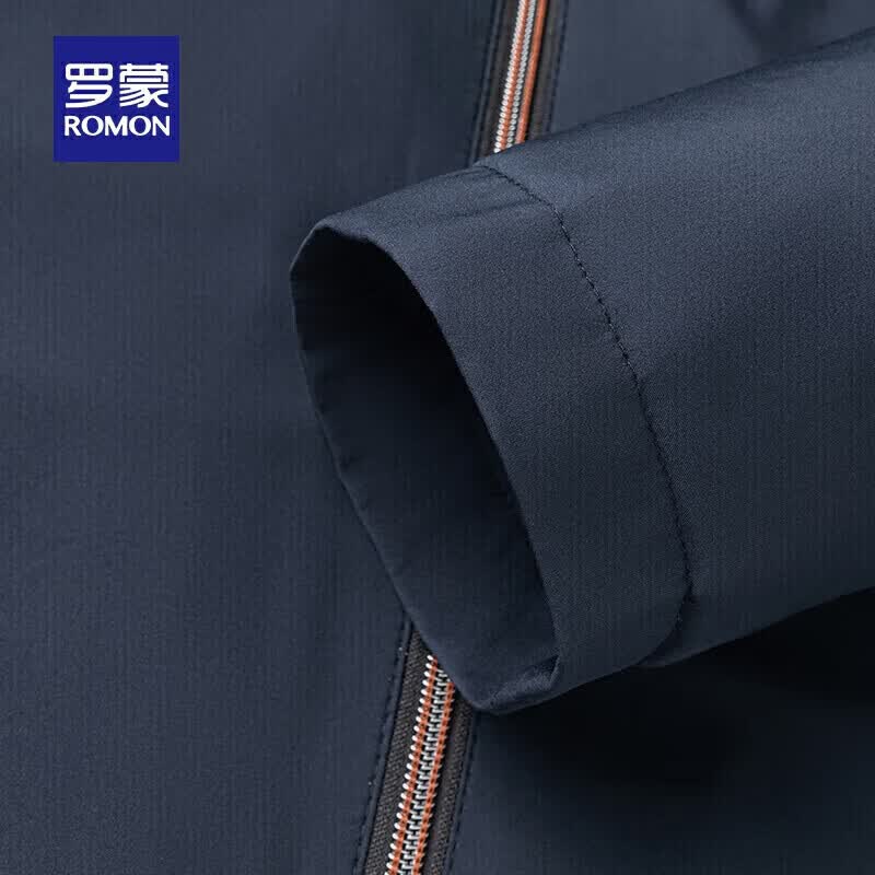 罗蒙短款翻领加厚棉服男秋冬新款商务爸爸装行政干部装加绒夹克外套男 藏青 M 170 （建议90斤以下）