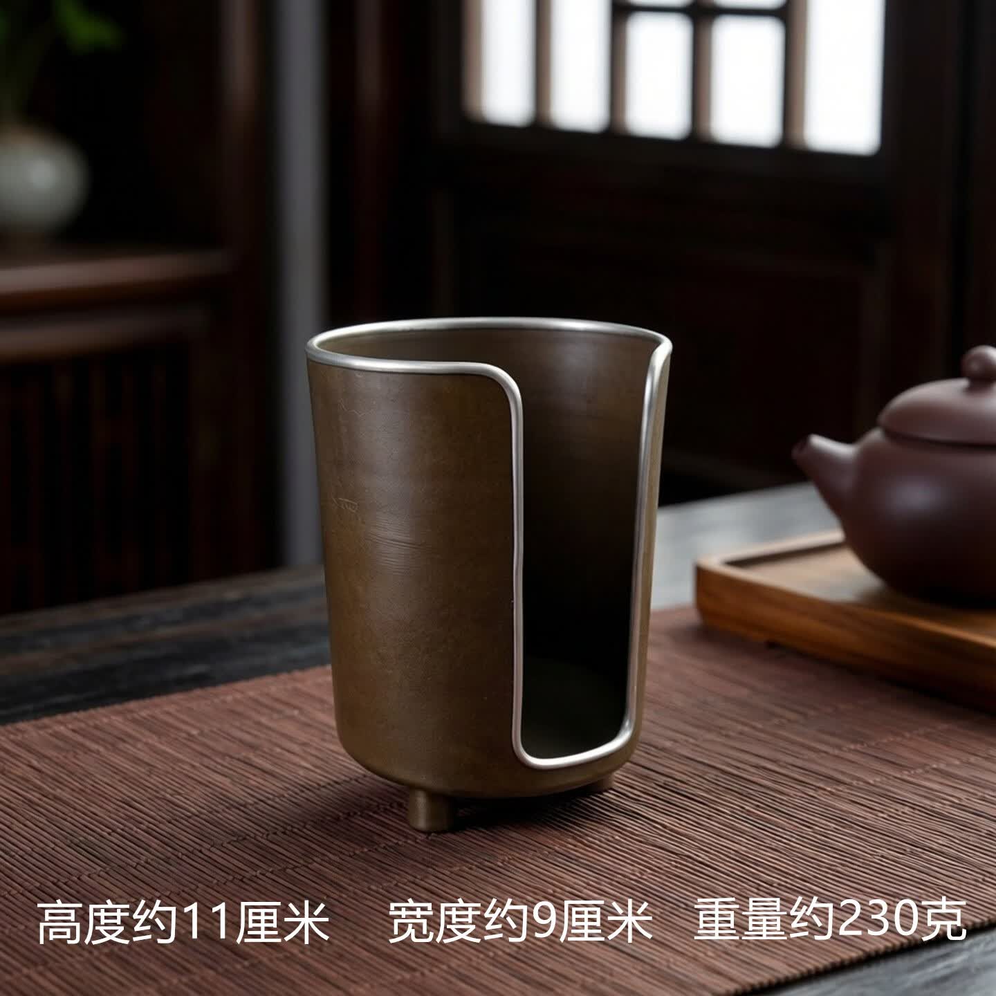 日式复古紫铜杯垫仓手工制作极简风茶具配件茶托功夫茶具配件 紫铜杯垫仓