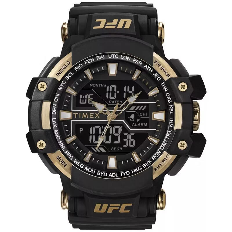 天美時(shí)（TIMEX）男士手表 黑色樹脂運(yùn)動(dòng)手表雙時(shí)區(qū)防水米耐磨設(shè)計(jì) Black