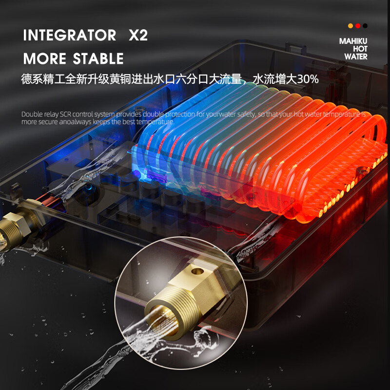MAHIKU德国玛狮图380v三相电即热式热水器大功率速热家商用浴缸泡澡理发店美容院酒店餐饮洗碗工地工业用 24000W 380v丨金属机身+75℃大水流