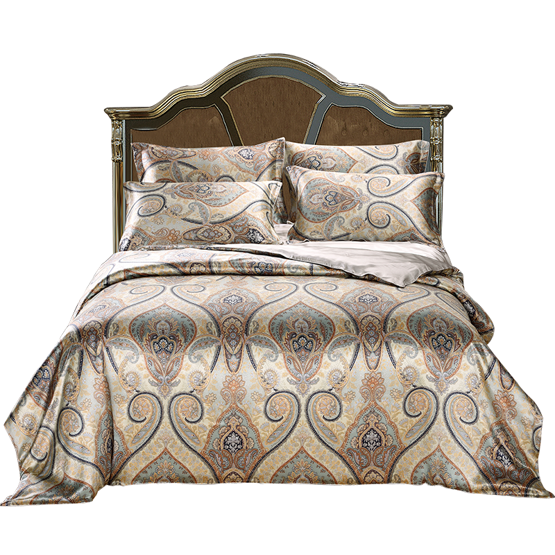 枕水人家真絲四件套100%桑蠶絲絲綢床單被套套件雙面寬邊歐式婚慶床上用品 棠梨秋雪 床單款 (被套220*240cm) 220*240