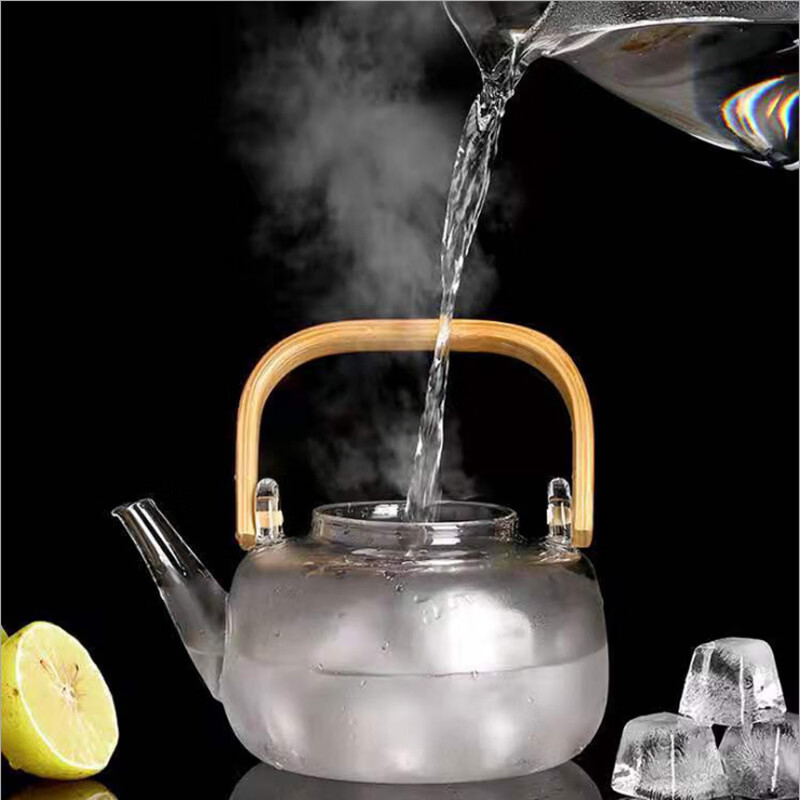 【优选好物】玻璃泡茶壶耐高温养生茶具煮茶器家用加厚竹木方把提 1000ml