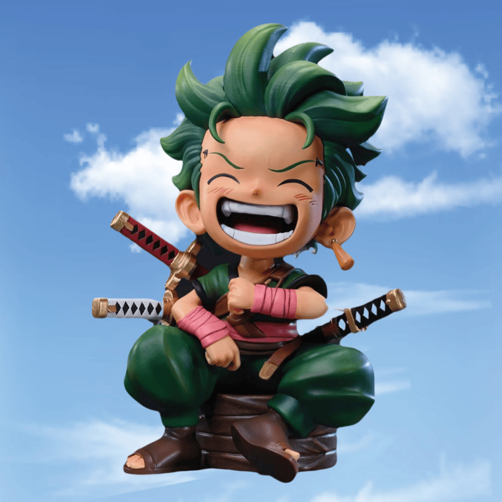 布丁新款海贼王手办q版路飞索隆坐山治姿模型动漫公仔摆件模型 大笑