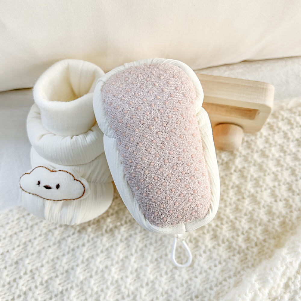 秋冬0-1岁婴儿保暖棉鞋男女宝宝新生儿软底鞋防滑不掉步前鞋袜鞋6 蓝色云朵地板鞋冬加绒 加绒 12.5 L码6-12个月
