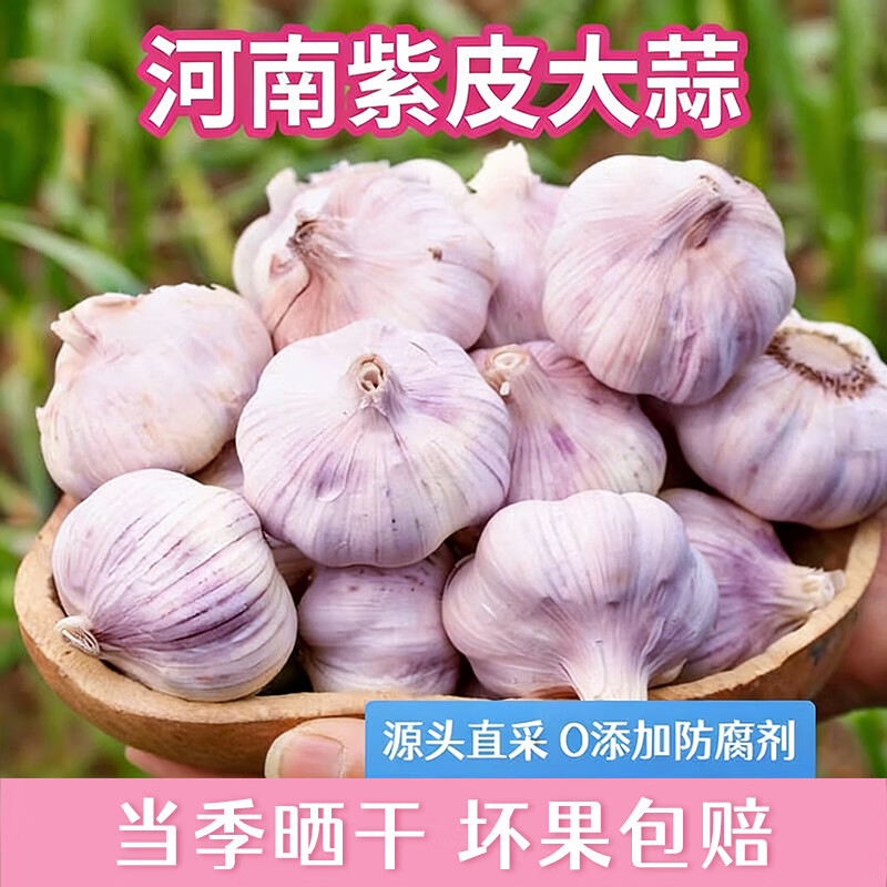农家紫皮大蒜5斤仅需22.9元，折4.58元/斤新鲜多瓣蒜