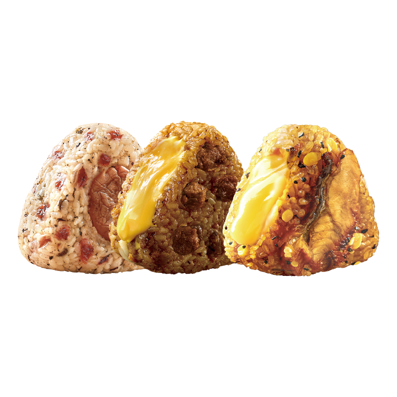 朕宅 饭团蒲烧鳗鱼芝士110g+黑椒牛肉芝士110g+紫苏梅莓110g 三角饭团