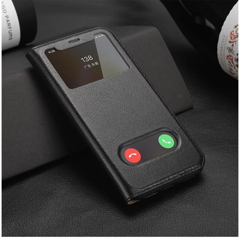 浩盈达苹果15Promax手机壳免翻盖接听16真皮7plus翻盖13保护套14plus皮套12pro全包8软11壳SE3防摔XR商务 棕色（-免翻盖接听） iPhone 11