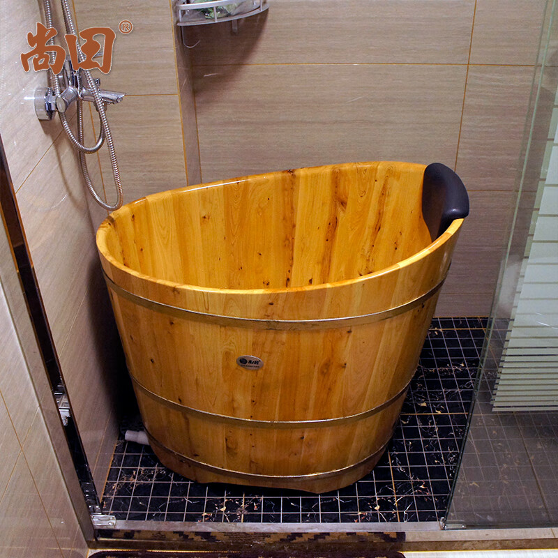 尚田 木桶浴桶成人椭圆形沐浴桶小型泡澡桶实木浴缸STB-033鸭蛋桶木制洗澡泡浴桶