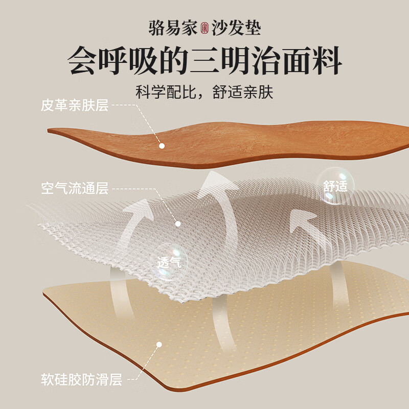 骆易家(Lorica)真皮沙发专用夏季沙发垫2026新款四季通用高档皮沙发盖布防滑坐垫 陌野(防水)-棕色 70cm*70cm 【单人坐垫/可做扶手】
