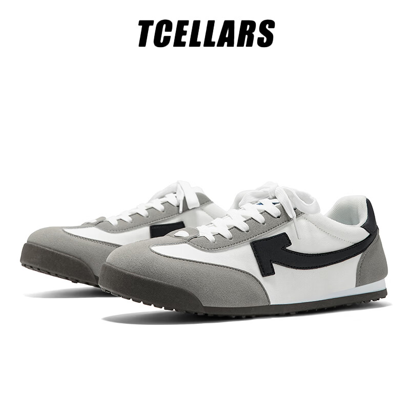 Tcellars德训鞋男鞋春季2026新款潮流百搭平底板鞋低帮舒适运动休闲鞋子 雾霾灰 39