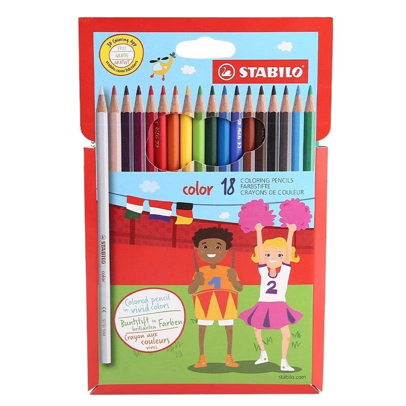 思笔乐（STABILO）德国思笔乐彩色铅笔12/24/30色油性彩铅儿童学生用19系列彩铅 18色-套装