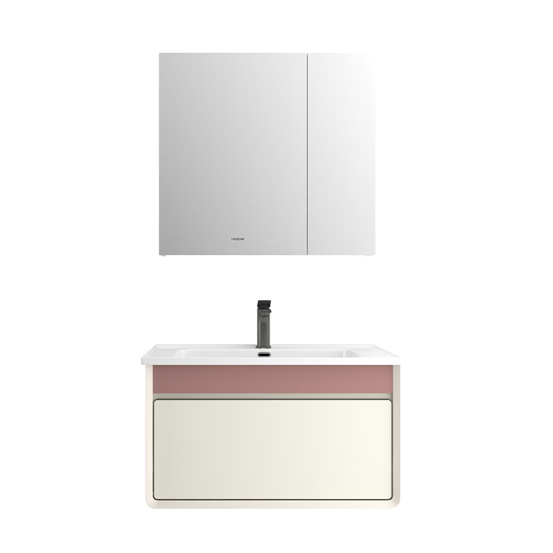 希箭（HOROW）1403月光宝盒系列美妆收纳浴室柜80cm套装O2O（不含安装） 80cm套装【镜背美妆收纳、手扫感应上下氛围灯】