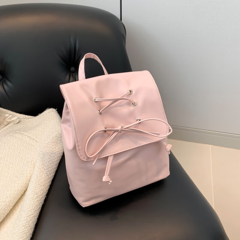 【严选百货】夏天包包女2024春季新款小清新串绳背包大容量休闲纯 黑色