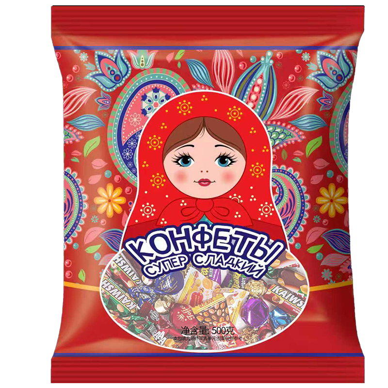 景亿俄罗斯风味巧克力紫皮糖果夹心喜糖订婚结婚年货批发休闲零食500g