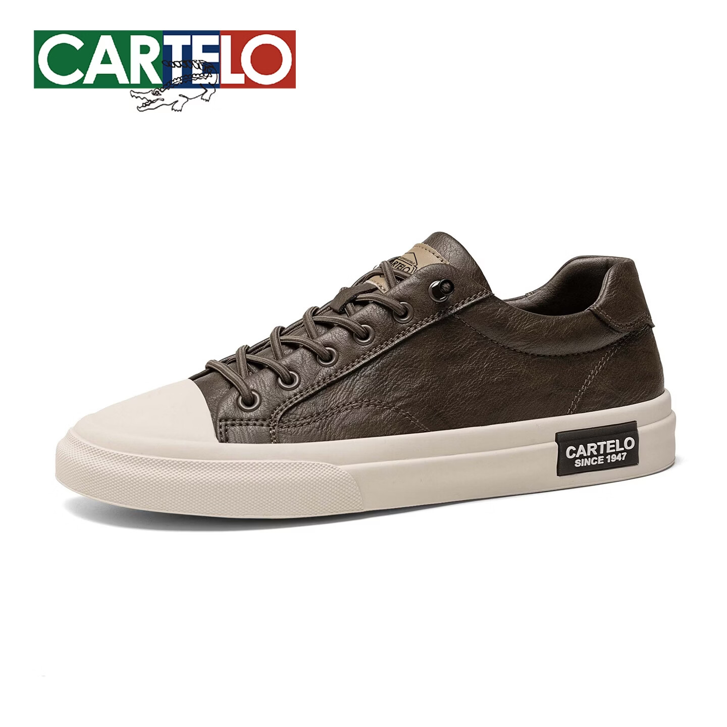 卡帝乐鳄鱼（CARTELO）板鞋男透气休闲鞋防滑百搭男鞋一脚蹬运动鞋套脚户外软底韩版潮鞋 椰壳棕 44 (270mm) 标准运动鞋尺码