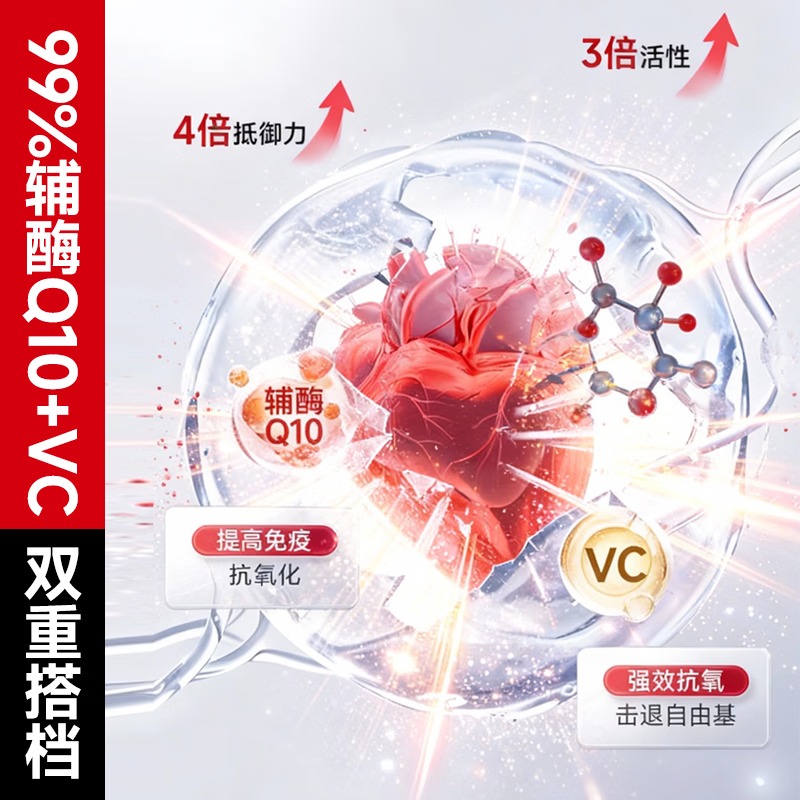 晶珍元辅酶Q10胶囊99%超高含量天花板保护心脏增强免疫力抗氧化 【半年保护装】 180粒*6瓶
