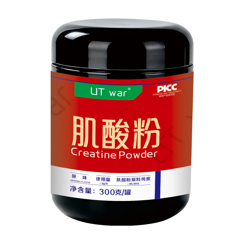 UTWAR一水肌酸粉高纯度99.99% 健身耐力补剂 一水肌酸- 300g*1罐 -效期至28年
