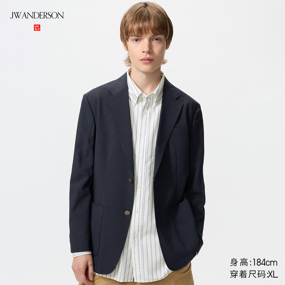 优衣库合作款/男装女装快干弹力轻型茄克/外套夹克485781 69 藏青色 L