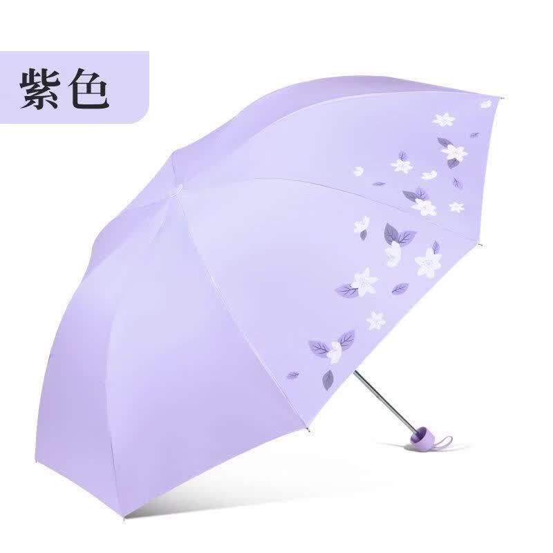 天堂伞晴雨伞遮阳伞防晒防紫外线女三折伞折叠男女学生两用太阳伞 一见钟情-紫色【晴雨两用】