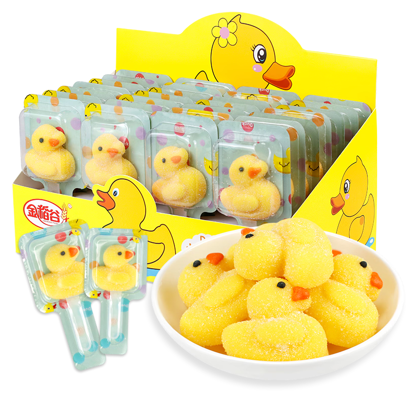 金稻谷 小黄鸭软糖 21g*28支 添加维C 休闲零食 儿童糖果 棒棒糖 年货 