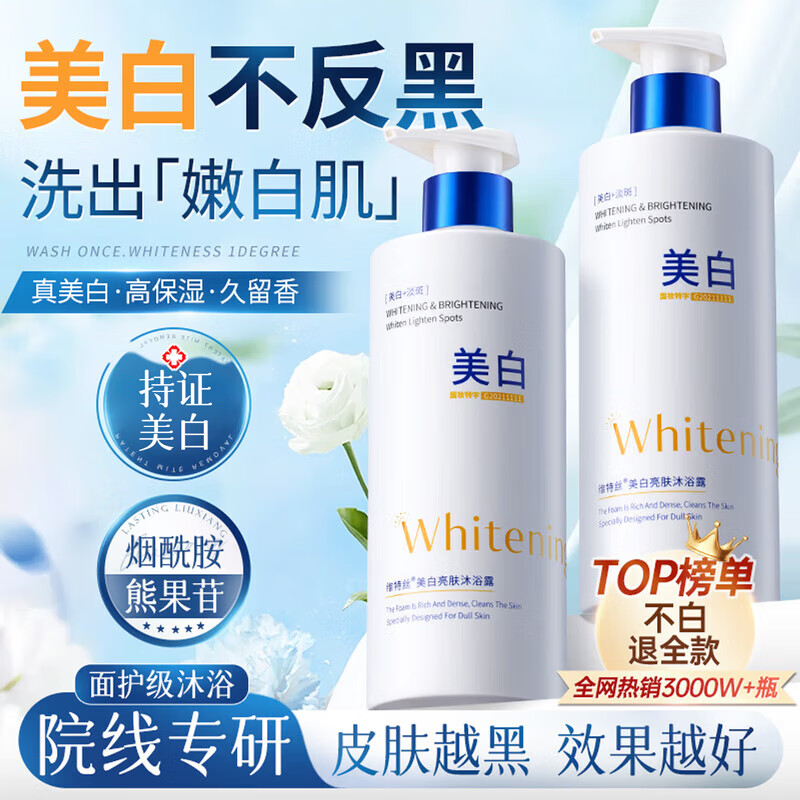 维特丝美白沐浴露烟酰胺持久留香72小时香体男女士保湿亮肤控油滋润乳液