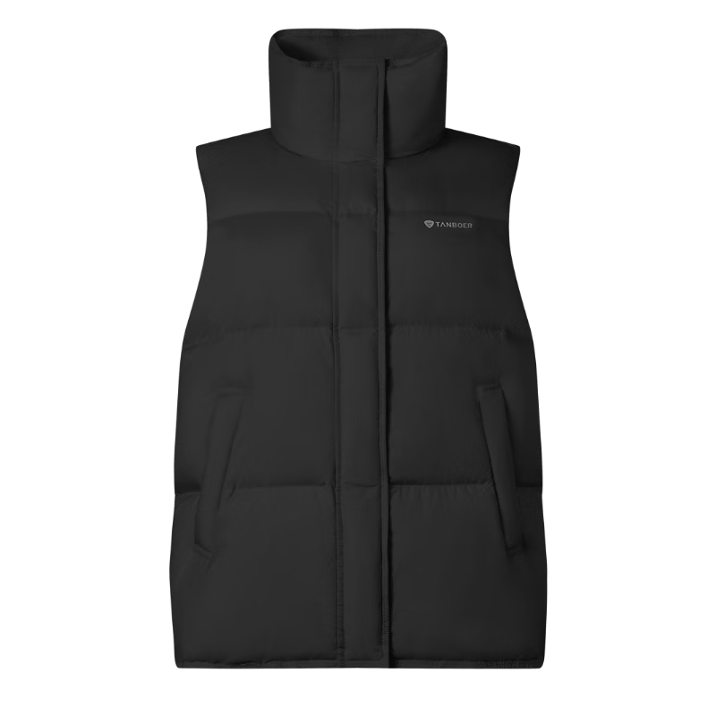 坦博爾短款立領羽絨馬甲女秋冬通勤休閑百搭小個子保暖外套TB5330152D 黑色 S 160/84A