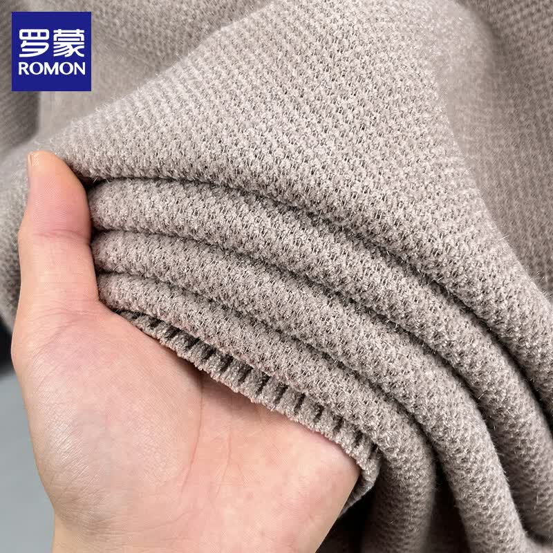 罗蒙（ROMON）仿雪貂绒加绒毛衣男2025秋冬季新款保暖男士针织打底衫毛线衣上衣 米色 XL