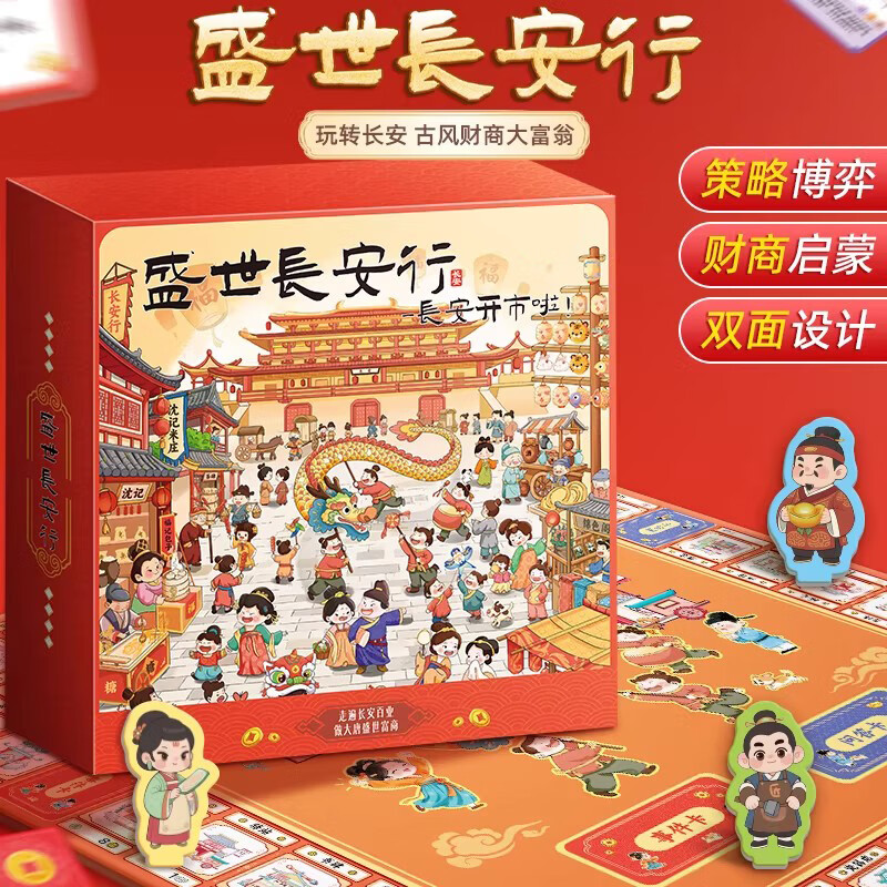 喜比姆盛世长安行儿童财商大富翁桌面游戏手棋盘5-12岁桌游益智生日礼物