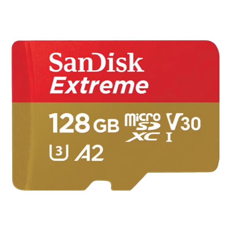 闪迪SanDisk内存卡TF(MicroSD) 4K极速金卡A2 V30 U3行车记录仪 运动相机无人机 监控存储卡 读190MB/s 闪迪至尊极速SQXA1系列 128G