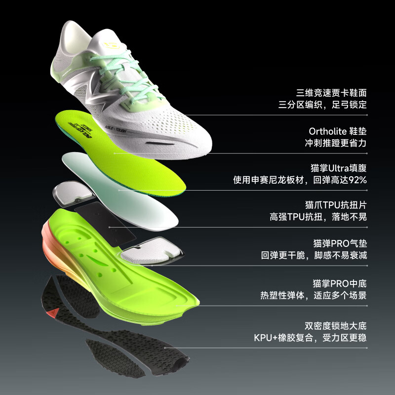 音速猫 x 北京体育大学丨无尽1.0跑鞋田径跑步鞋体考体测训练鞋运动耐磨 黄昏线 36 标准尺码