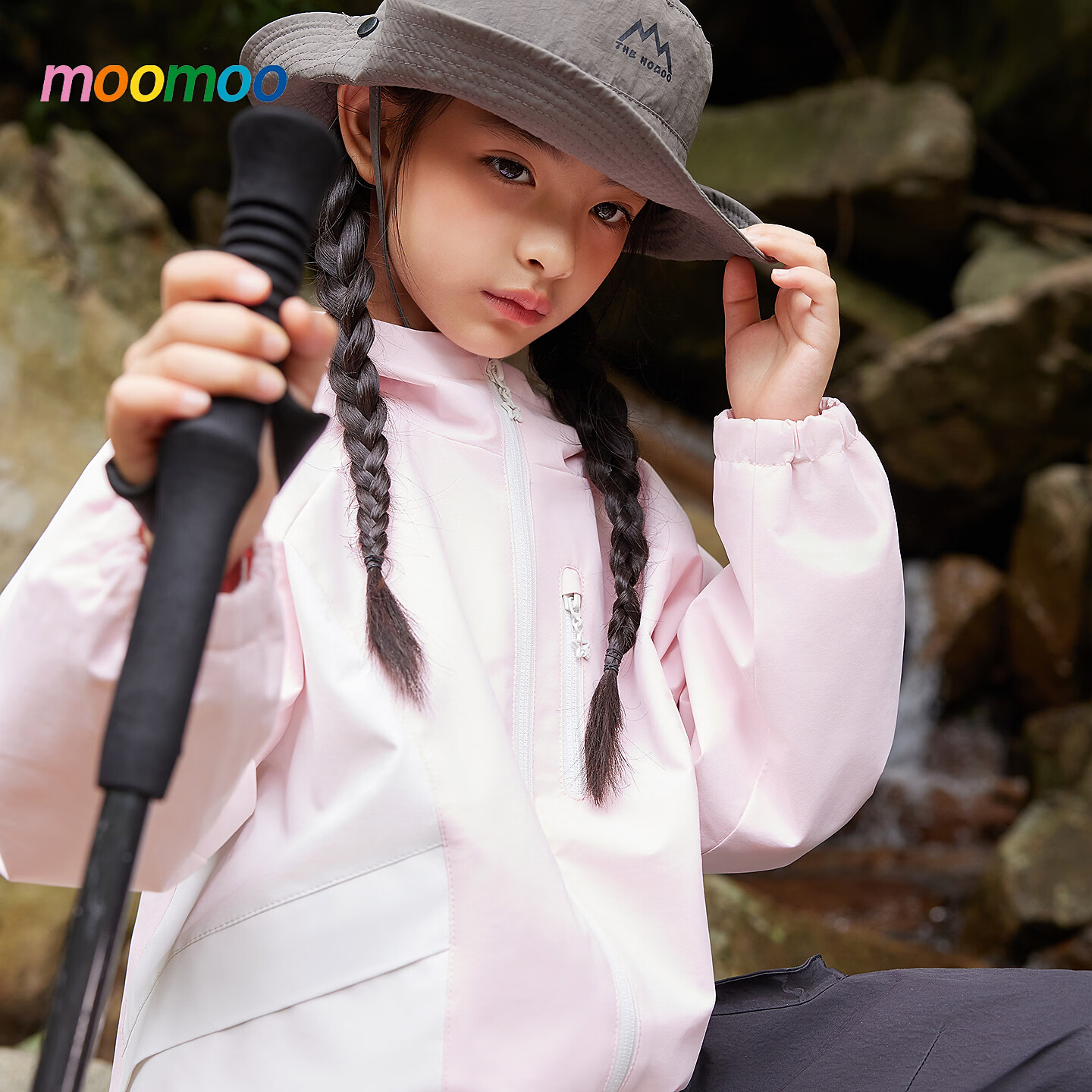 莫莫（Moomoo）美特斯邦威童装moomoo女童拼接夹克新款时尚可爱舒适外套上衣 粉白组 140 /64