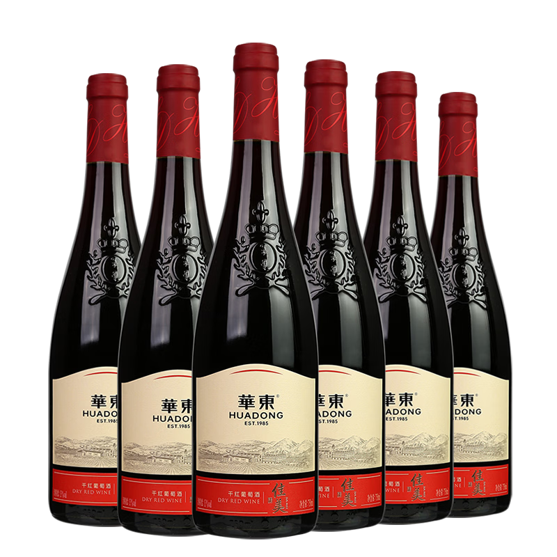 华东（HUADONG）精制 佳美干红葡萄酒 聚会宴请 微醺红酒 整箱装 750ml*6瓶 