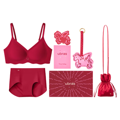 ubras情人节26迎新钻石红盒无尺码红色内衣女本命年骐骥红礼盒背勾