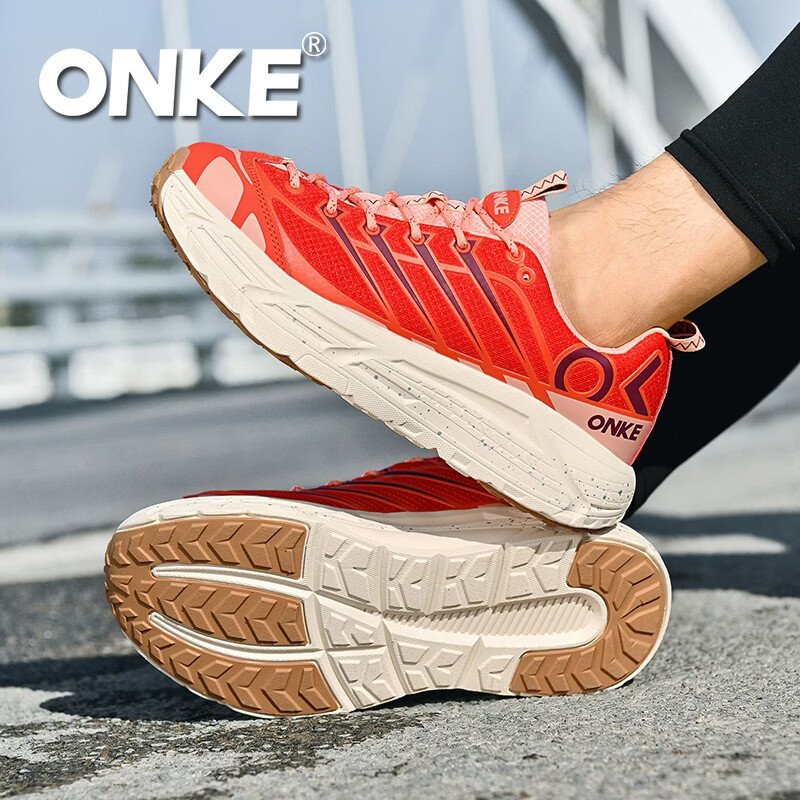 ONKE德国欧克男女款户外运动休闲鞋男鞋复古轻盈缓震情侣跑步鞋女鞋子 朱砂红 37