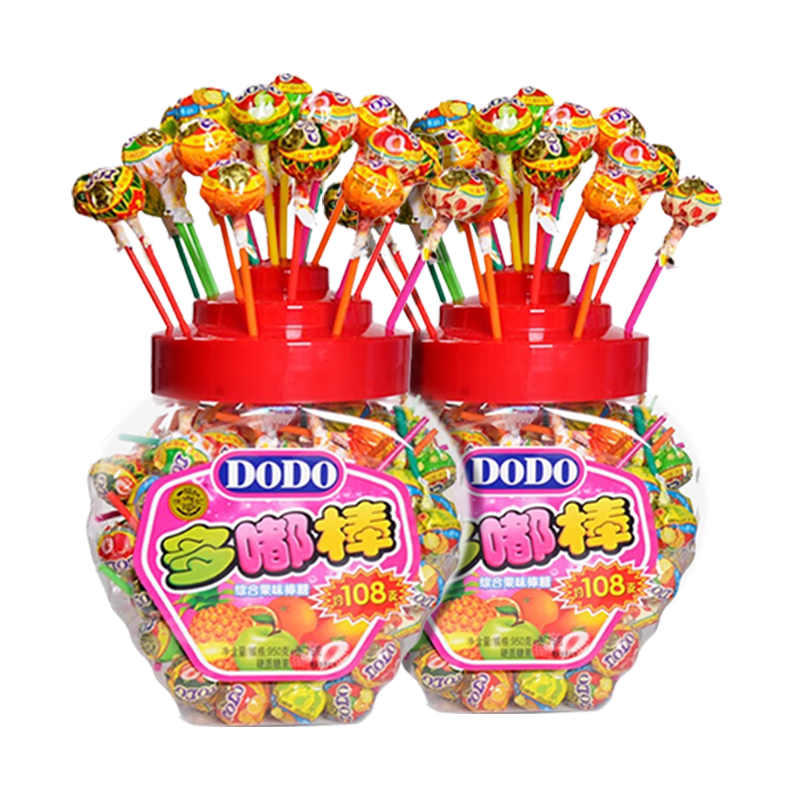徐福记 多嘟棒多口味棒棒糖1026g约108支/桶*2桶 新年糖果 侯明昊推荐
