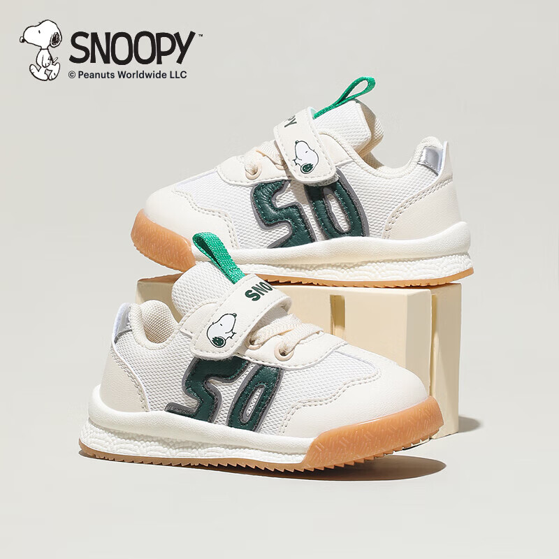 SNOOPY史努比童鞋儿童宝宝运动鞋男女童秋季软底学步机能鞋3827米绿22