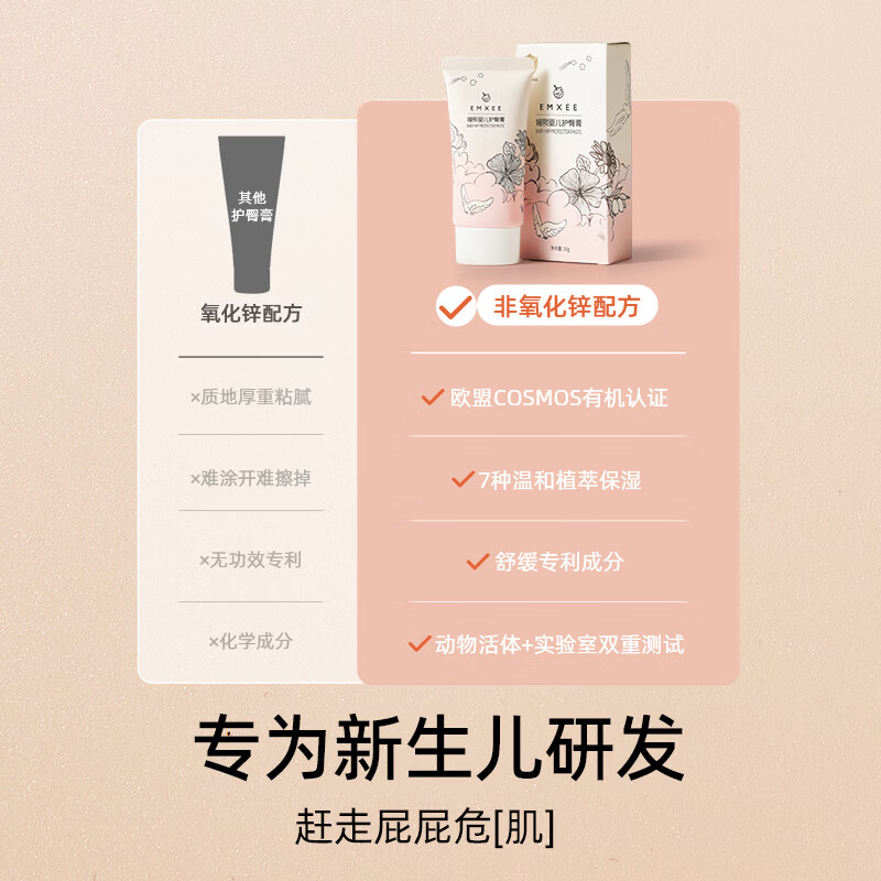 嫚熙（EMXEE）护臀膏新生婴儿专用护臀保湿屁屁霜宝宝儿童舒缓红屁股护臀霜 35g 2支 婴儿护臀膏