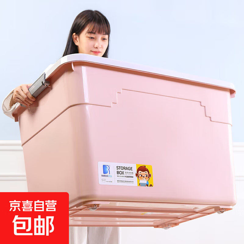 塑料收纳箱特大号家用大容量整理储物箱子多功能装衣服玩具收纳盒 北欧粉 小号单个装【长27宽19高16】